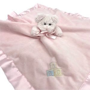 Bearington Lovey Rattle Pink Bear Security Blanket